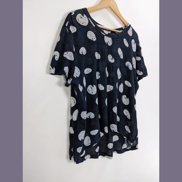 ZARA Size L Womens Crew Neck Short Sleeve High Low Top In Deep Blue - Picture 2 of 6